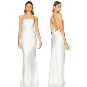 Retrofete Wendi Strapless Maxi Dress Satin Formal Bridal Wedding Party Gala XS